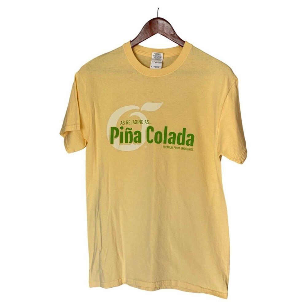 Orange Julius Yellow S/S T-Shirt Men's Size M Pina Colada Fruit Smoothies